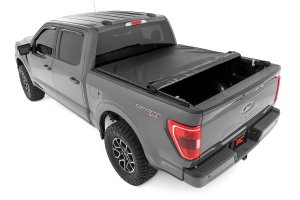 Ford F-150 Lightning Soft Roll Up Bed Cover - Rough Country - Matte Black - '22-'23